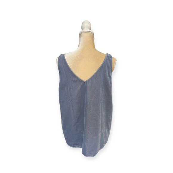 Loft Double V Velvet Shell Tank Top Size M Medium Blue - Picture 3 of 7